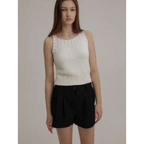 TWO-TUCK LINEN SHORT PT (BLACK)