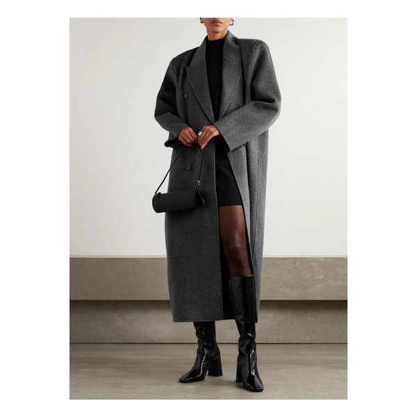 더프랭키샵 가이아 더블 브레스트 울 혼방 코트 다크 그레이 46376663162949569