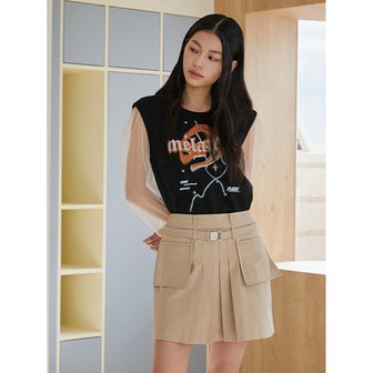 에고이스트 [시흥점] 여성 프린팅 포인트 소재 믹스 티셔츠 ( ER2CL364)