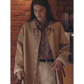 Slim belt raglan sleeve trench coat_Beige