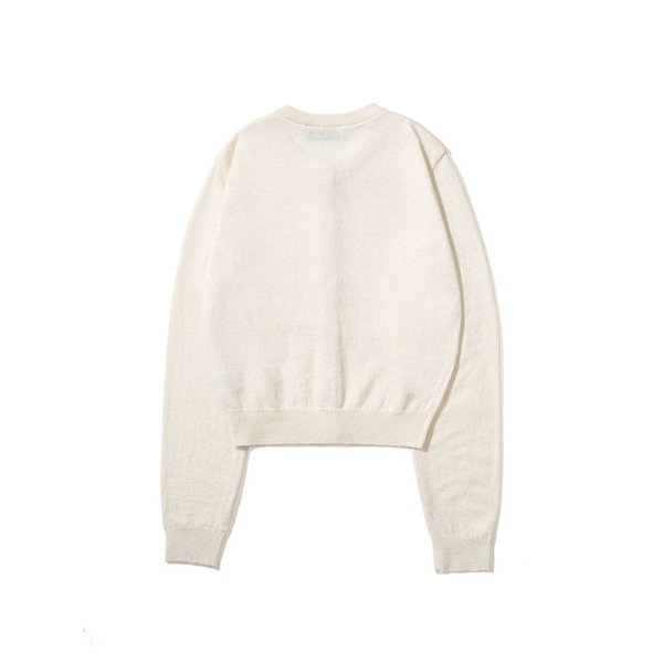 메리노 울 블렌드 크롭 가디건_아이보리