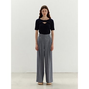 모한 TWR LINEN ONE TUCK WIDE PANTS NAVY