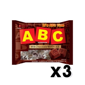 롯데 ABC초콜릿 밀크초코 디저트간식 72g x 3개