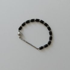 Black square chain bracelet - silver