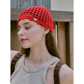 No.232 / Lily Punching Short Beanie _ Red