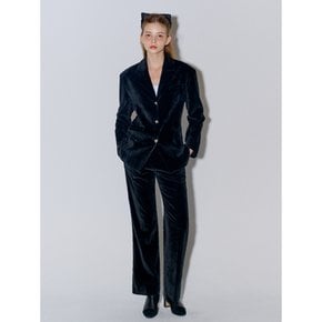 [Set-up]Velvet Tailored Jacket + Bootcut Pants Black