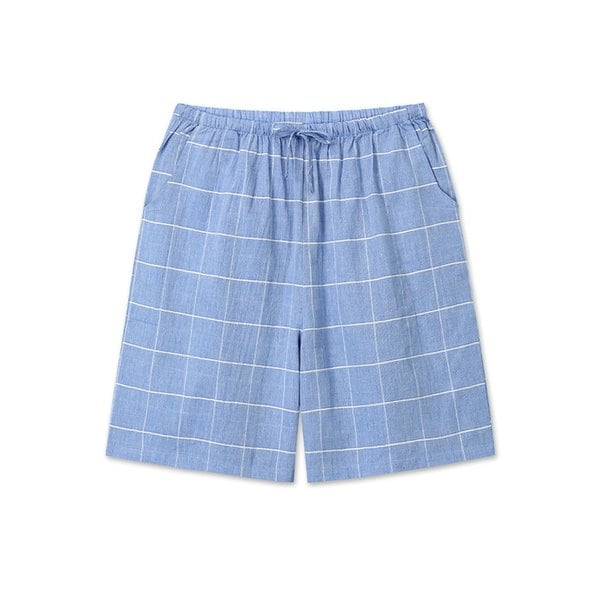 블루 L.체크 5부 순면 남성 잠옷 파자마 바지