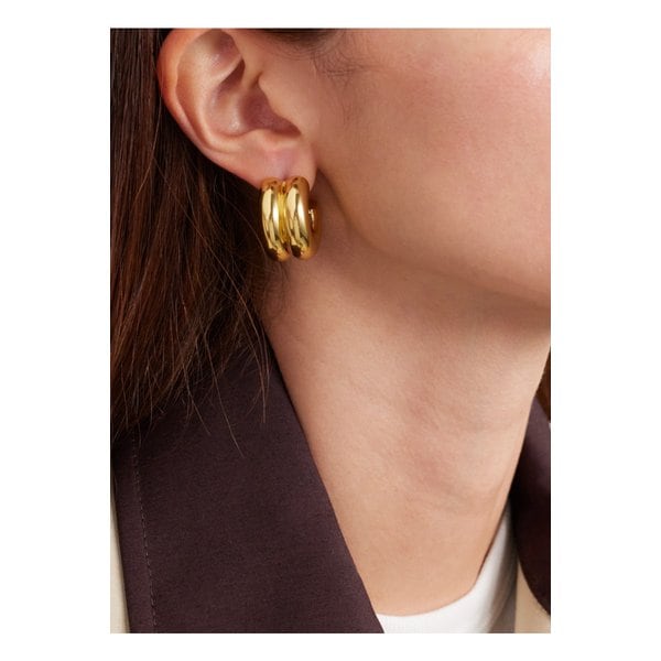 마사 칼보 더블 골드 도금 후프 이어링 46376663162905356