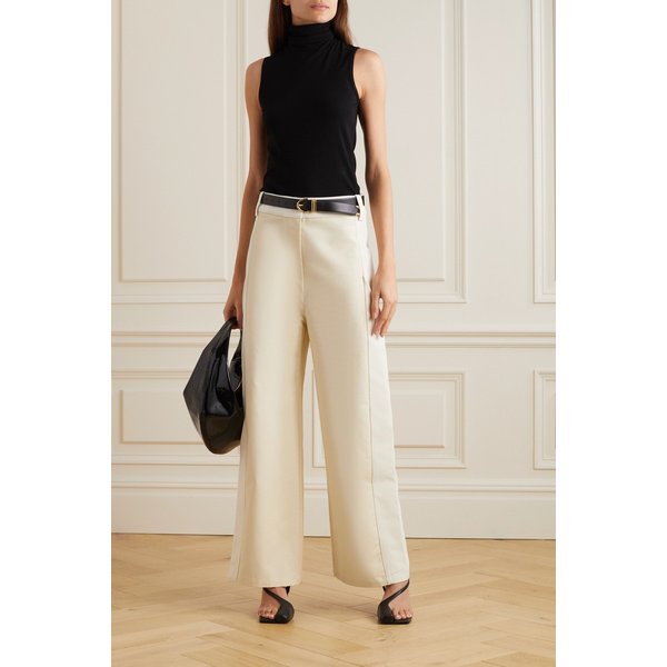 케이트 Leon Paneled Cotton Straight-leg Pants 오프 화이트 46376663162769925