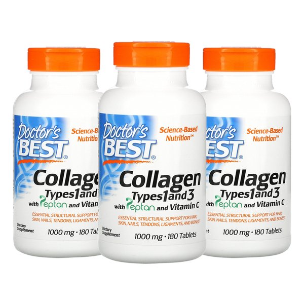 닥터스 베스트 저분자 콜라겐 1&3 위드 펩탄 앤 비타민C 함유 콜라겐 1000mg 180정 X 3통