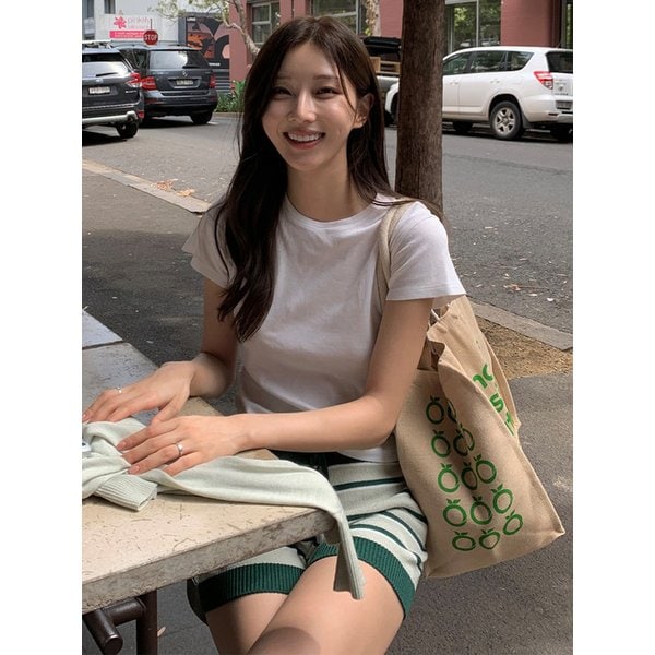 스트라이프 니트 쇼츠 (Green)