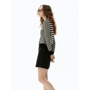 Washable Stripe Cotton Cardigan (Black)