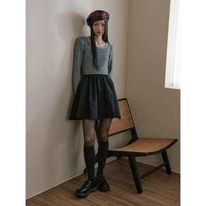 COLOR BLOCK SLIM KNIT DRESS_GRAY BLACK