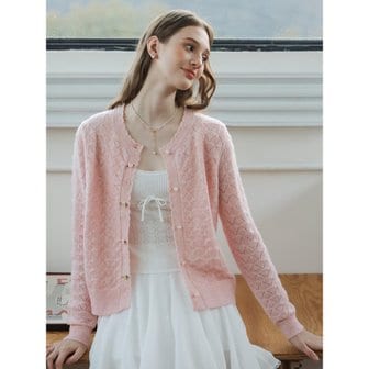 쎄무아듀 Cest_Fresh flower button pink cardigan