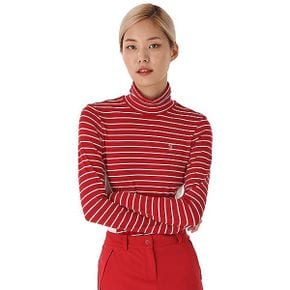 여성 배색 스트라이프 터틀넥 티셔츠  L183TS650P _P314025936