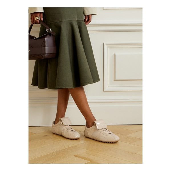 T-마라톤 페이턴트 가죽 스웨이드 스니커즈 샌드 46376663162854987