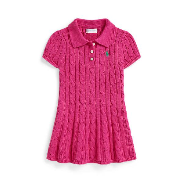 랄프 로렌 베이비 여아 케이블 니트 코튼 폴로 스웨터 드레스(CWPODRSF3D20718650)