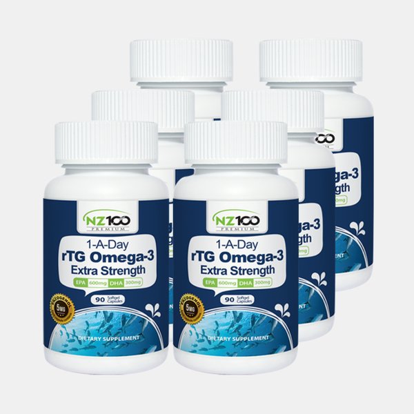 뉴질랜드 NZ100 엔젯100 원어데이 rTG 오메가3 엑스트라 스트렝스 90캡슐 6개