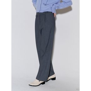 Button Point Wool Pintuck Wide Slacks Grey