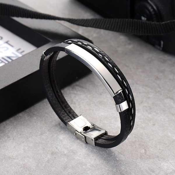 아돌프 더블 가죽팔찌(실버)