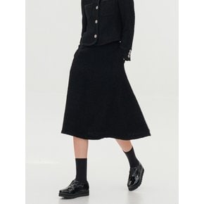 Alpaca Tweed Flare Skirt _Black