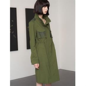 KHAKI POCKET PRINTED TRENCH COAT (S1984625)