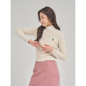 slim cable knit sweater_cream