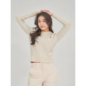 slim cable knit sweater_cream