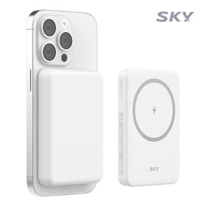 필 맥세이프 무선 보조배터리 5000mAh+링 스티커 M05(화이트색상)