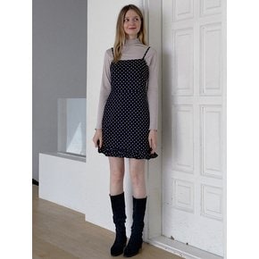 Frill Mini Dot Sleeveless Dress - NAVY