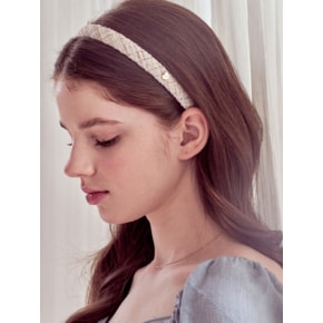 queenie tweed hairband_beige