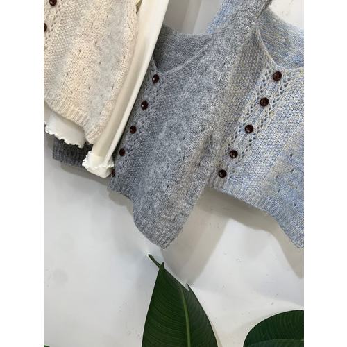 1 + 1/프리사이즈 도소 펀칭 단추 딥 브이넥 뷔스티에 니트 조끼 3color