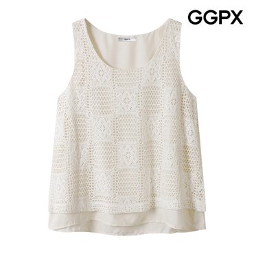 GGPX 자가드 톤온톤 레이어드형 슬리브리스 블라우스 (GP7SH061F)