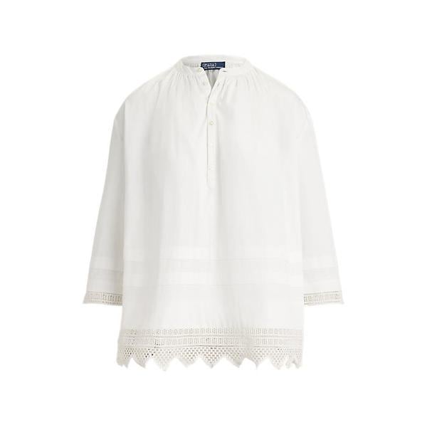 여성 크로셰 트림 코튼 셔츠(WMPOSHTNDO21153100)