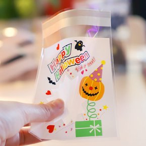 할로윈 선물포장 OPP 접착봉투 100매입 (호박 화이트)