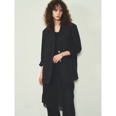 Linen Collarless Jacket_CTO118(Black)