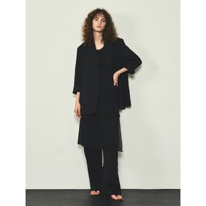 Linen Collarless Jacket_CTO118(Black)