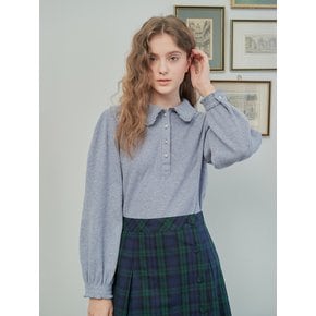 SKYBLUE FRILL WOOL BLOUSE