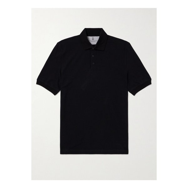 슬림핏 코튼 피케 폴로 셔츠 블랙