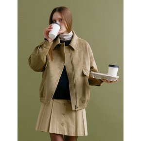 OVER-FIT SUEDE JUMPER (ash olive)