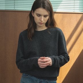 CASHMERE BLENDED ROUND WOOL KNIT [TIFA04SW05]_Charcoal