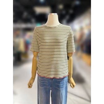 베네통 [여주점] 스트라이프 짜임 니팅 티셔츠 (BATSA6611)