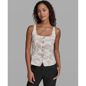 칼라거펠트 우먼 Scoop 넥 우븐 플로랄 Vest - 소프트 화이트 캐시미어 26540298 1390479