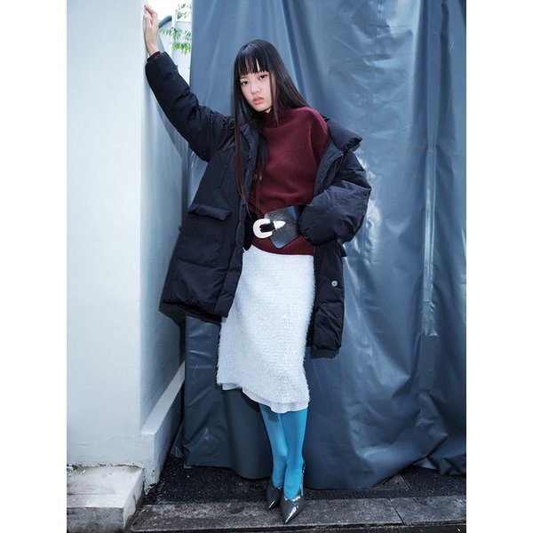 High Neck Long Puffer Down  Black (KE5Y38M025)