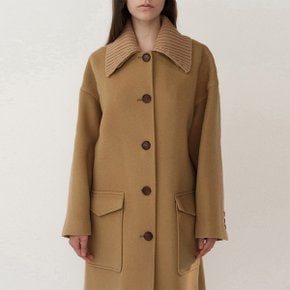 PF23 Wool 울 Double Knitted Coat Sand