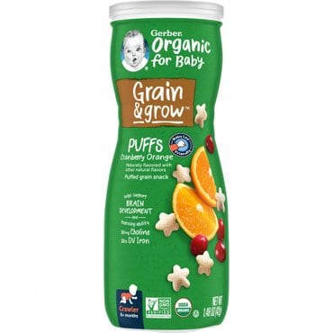  [해외직구] 거버 거버 2nd 푸드 Organic for Baby Grain & Grow Puffs 크랜베리 오렌지 1.48온스 용기