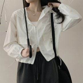 / 이뮤 크롭 후드 바람막이 점퍼 (5Color)