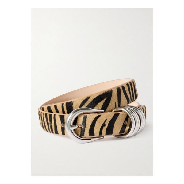 디앙슈 홀리혹 지브라 프린트 카프 헤어 벨트 탠 브라운 46376663162870970