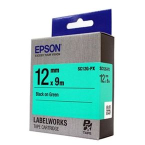 (EPSON) 라벨테이프 12mm (SC12G/녹색/검정)