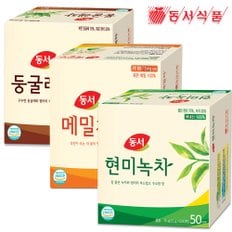 차 50T 3종 150T 세트 (현미녹차 + 둥굴레차 + 메밀차) /그린티/디카페인/잎차/곡물차/곡식차/뿌리차/침출차/티백